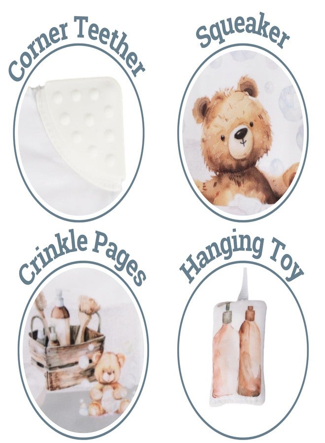 Ali+Oli Baby Cloth Book – Soft Sensory Crinkle Book with Teether for Infants 0-12 Months – Early Learning Touch & Feel Tummy Time Toy – Newborn Shower Gift for Boys & Girls - Bubble Bath - Image 2